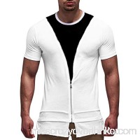 Cardigo Mens Zipper Short Sleeve Crew Neck T-Shirt Muscle Basic Top Slim Fit Tee White B07QFNTJ2H